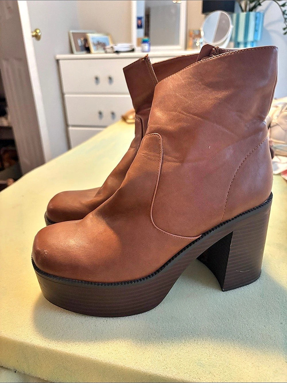 Madden Girl Brown Platform Ankle Boots